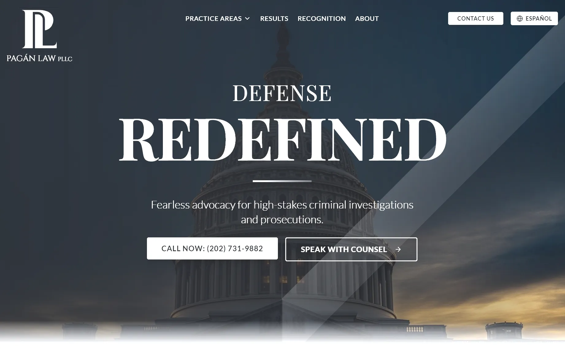 Pagán Law website screenshot